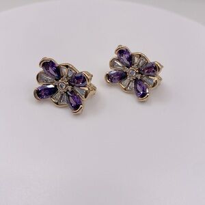 18K Gold Plated Purple Zirconia Earrings